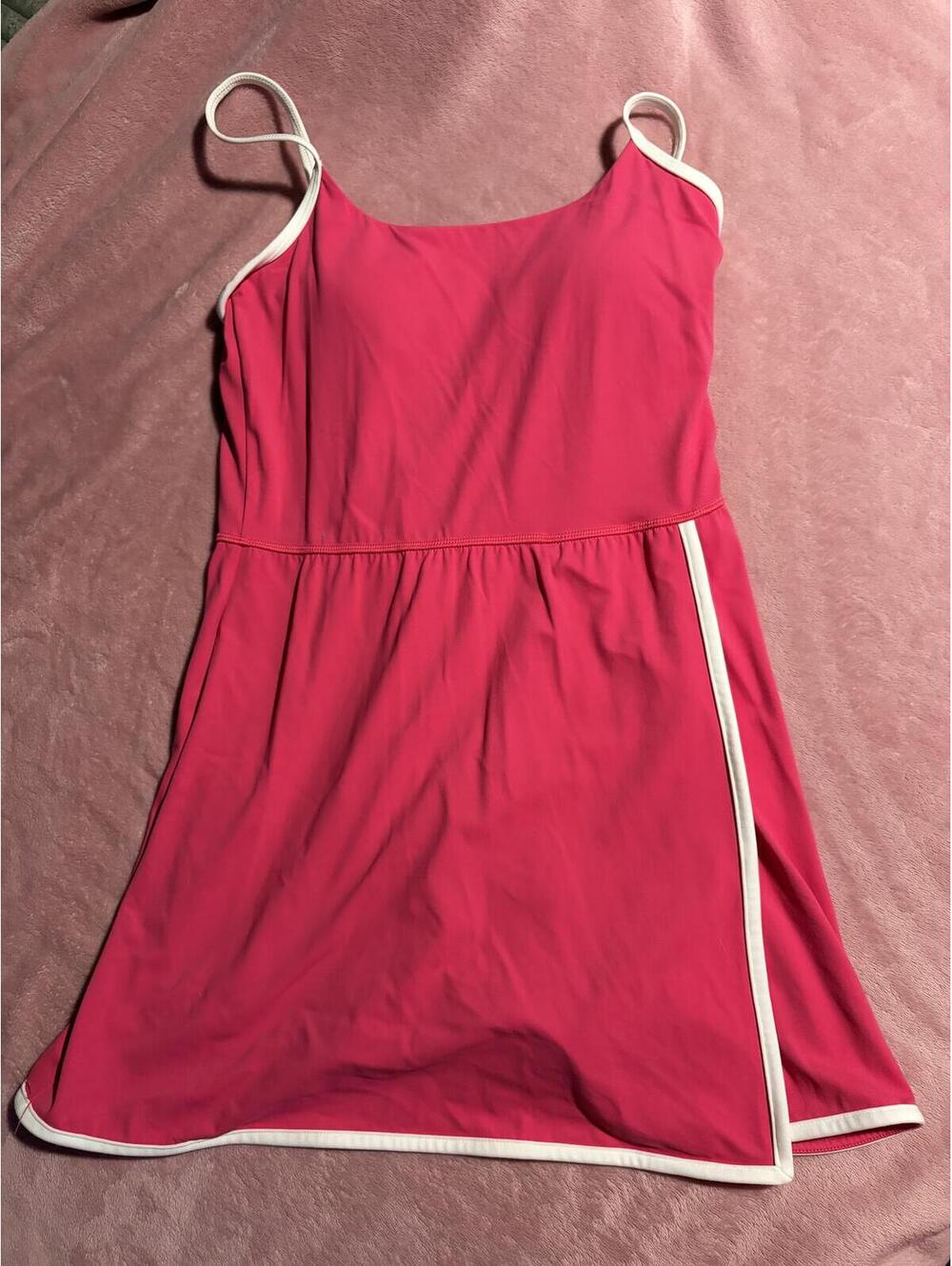 Pink Sleeveless Dress with White Trim